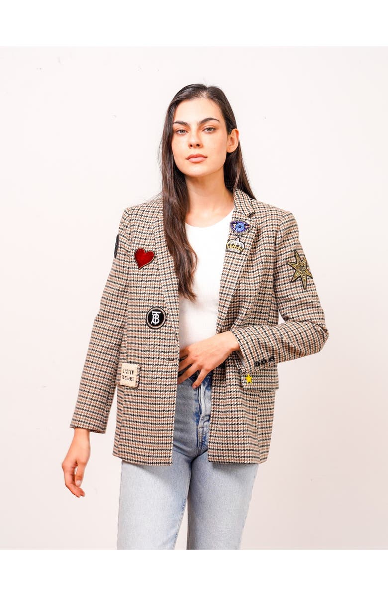 Central Park West Lucky Patches Blazer, Main, color, Houndstooth