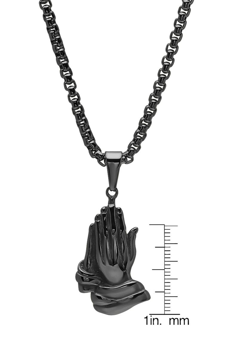 Men's Prayer Hand Pendant Necklace, Alternate, color, BLACK