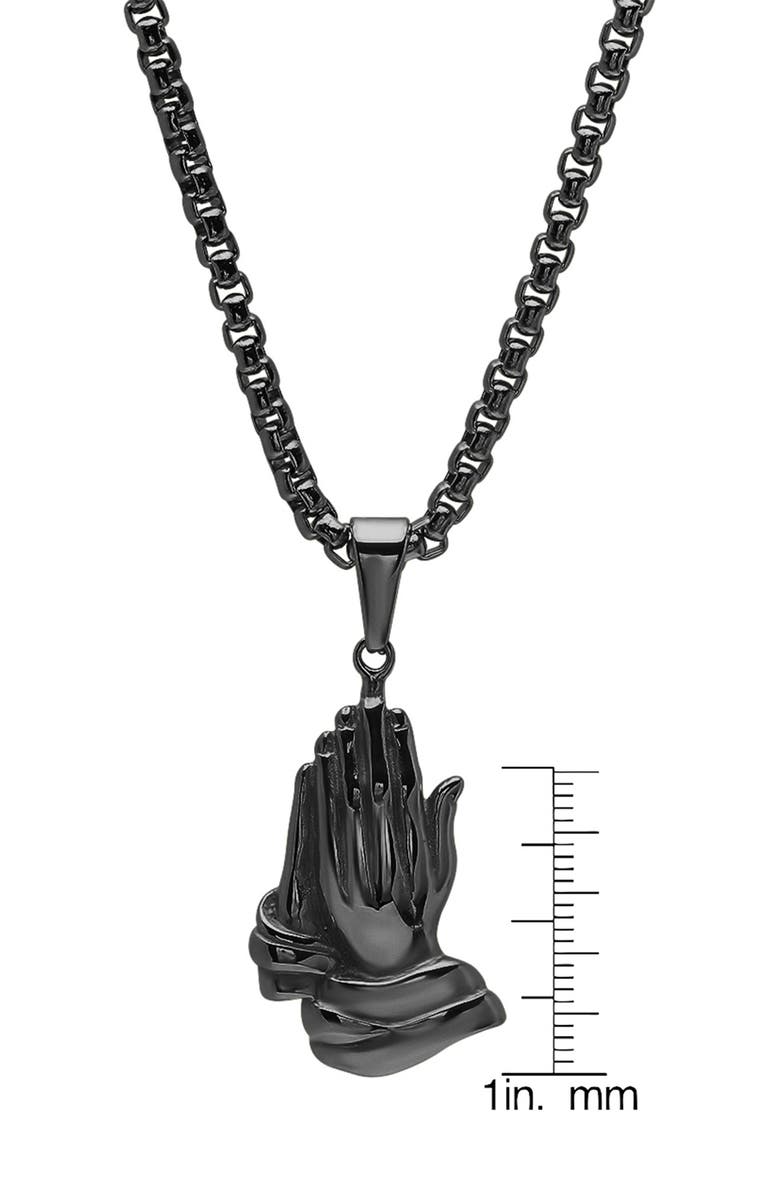 HMY JEWELRY Men's Prayer Hand Pendant Necklace, Alternate, color, Black