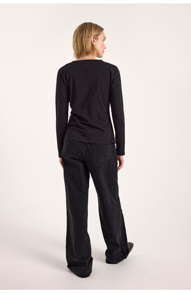 Brodie Pure Cashmere Long Sleeve Cotton V-Neck T-shirt, Alternate, color, Black