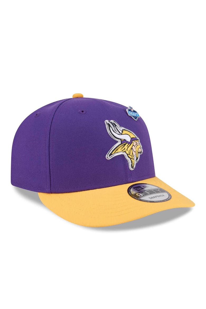 Men's New Era  Purple/Gold Minnesota Vikings 2026 NFL Draft On Stage Pre-Curved 9FIFTY Snapback Hat, Alternate, color, Purple
