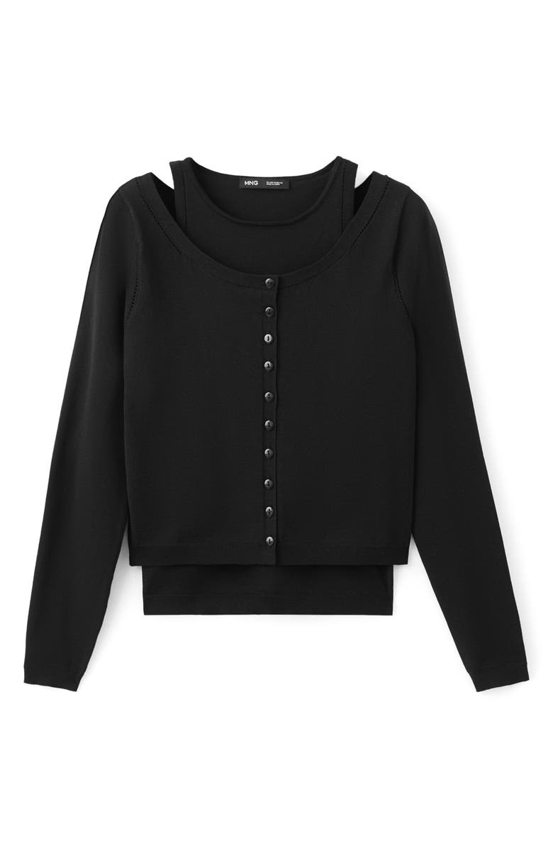 MANGO Combined Cardigan, Alternate, color, Black