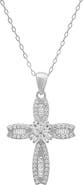 Queen Jewels Sterling Silver Cubic Zirconia Cross Pendant Necklace
