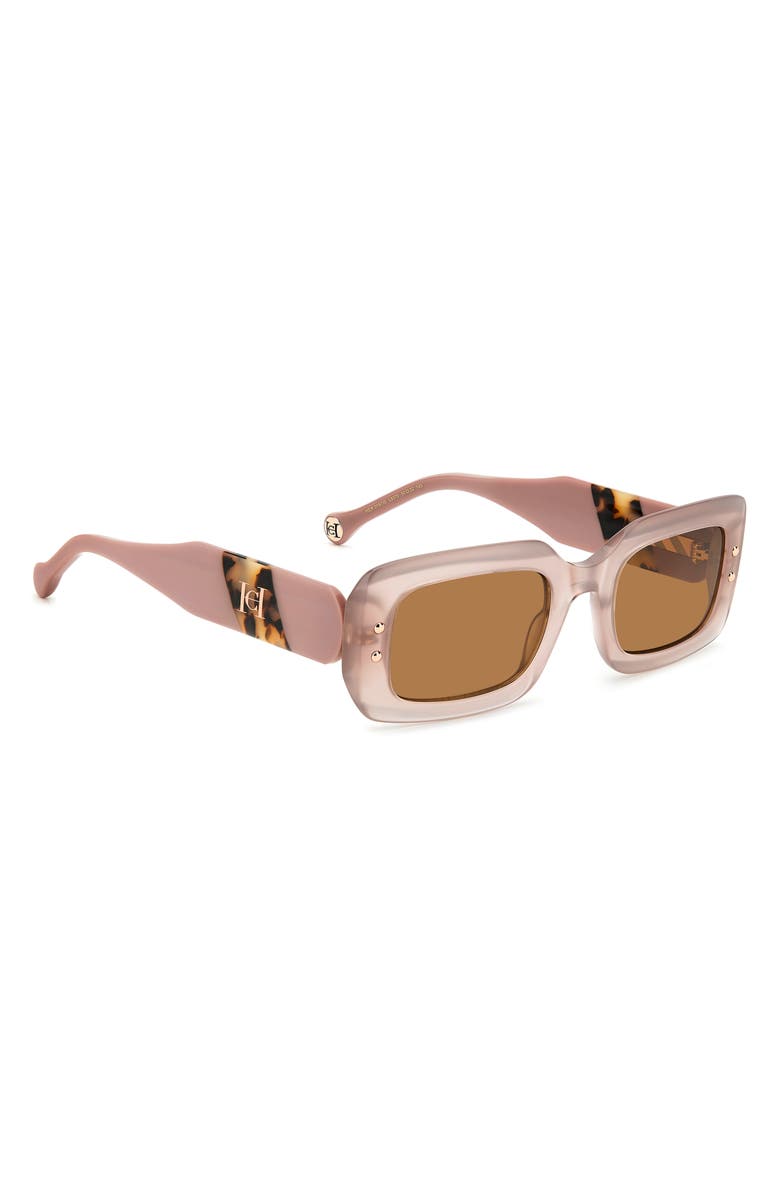 Carolina Herrera 50mm Rectangular Sunglasses, Alternate, color, Peach Havana