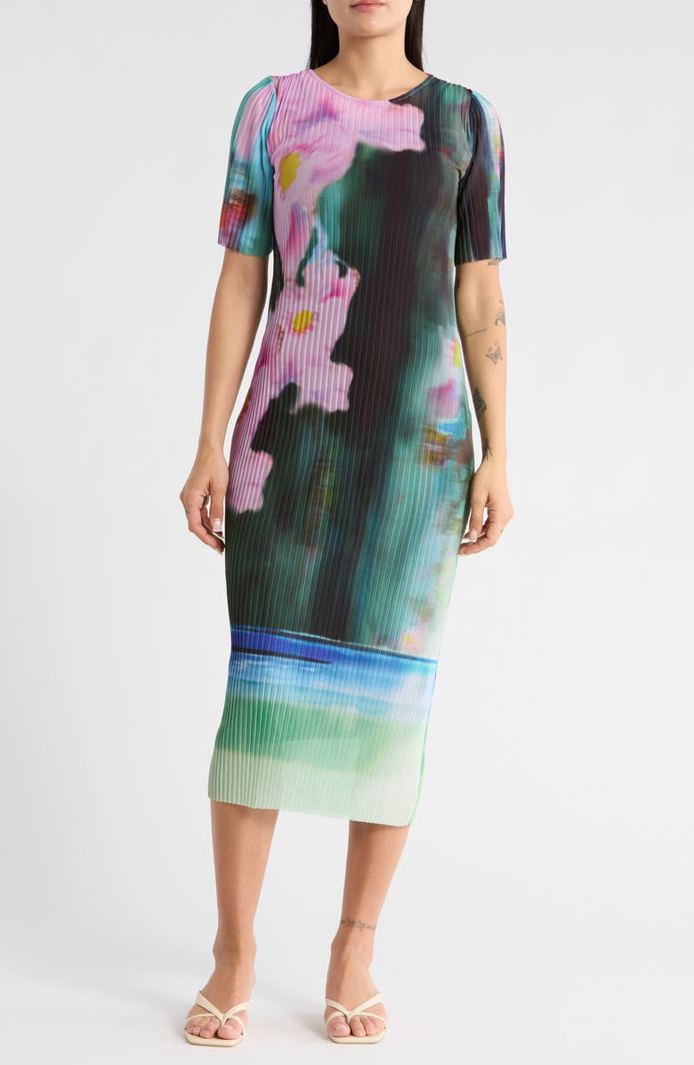 Desigual Ribbed Knit Midi Dress, Main, color, Purple