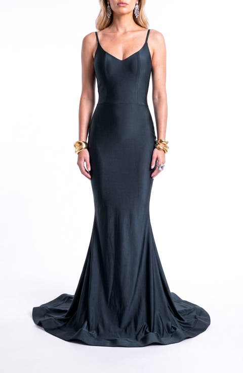 Open Back Pleated Sweetheart Mermaid Gown