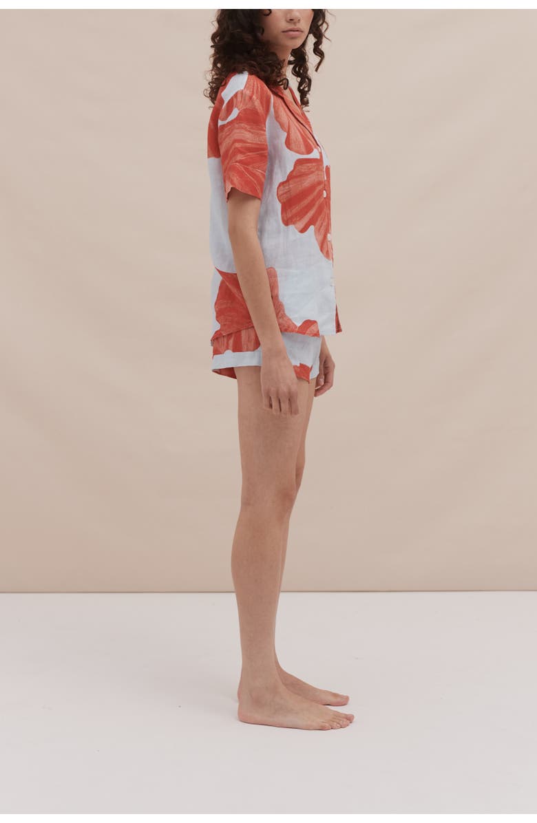 Desmond & Dempsey Short Sleeve Pajama Set, Alternate, color, Grand Hibiscus Blue/Red