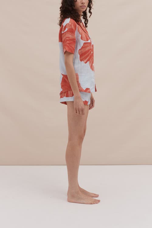 Desmond & Dempsey Short Sleeve Pajama Set In White