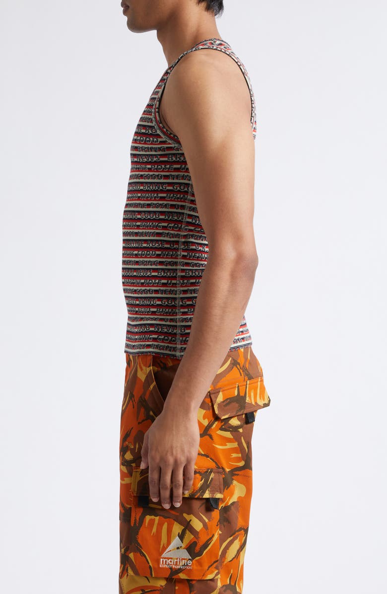 Martine Rose Bring Good News Rib Tank, Alternate, color, Red Grey Stripe