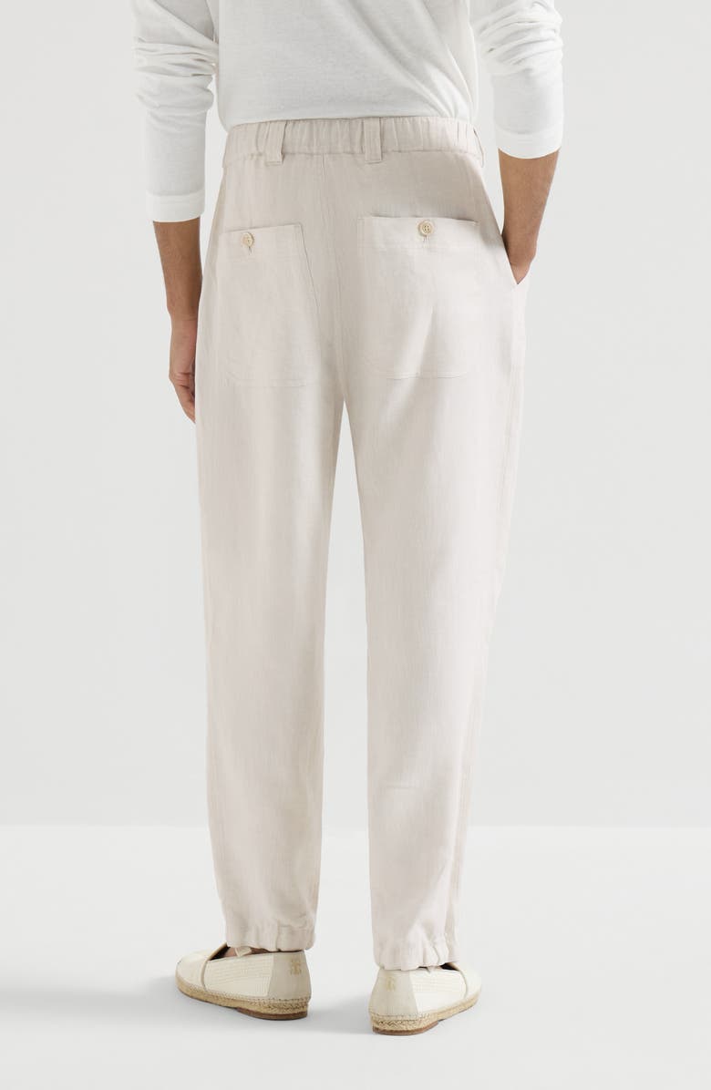 Brunello Cucinelli Linen trousers with drawstring, Alternate, color, Shell