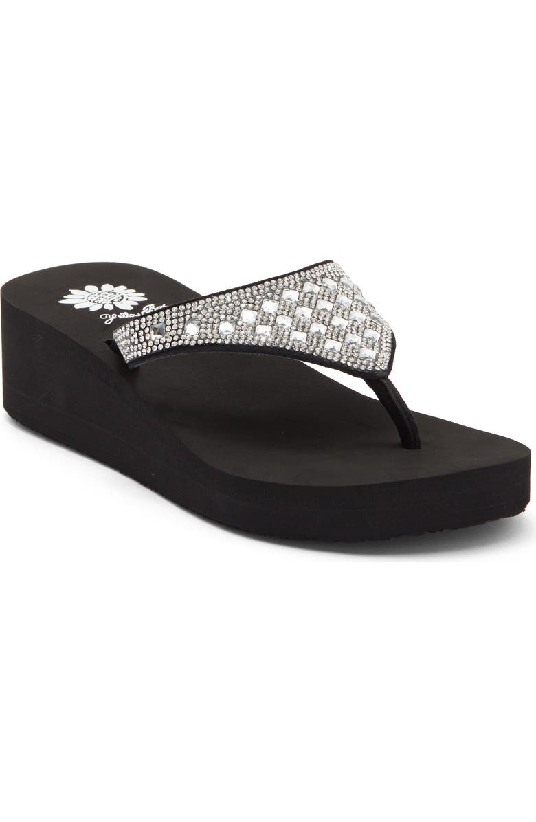 Yellow Box Premium Birder Platform Wedge Flip Flop, Main, color, Clear