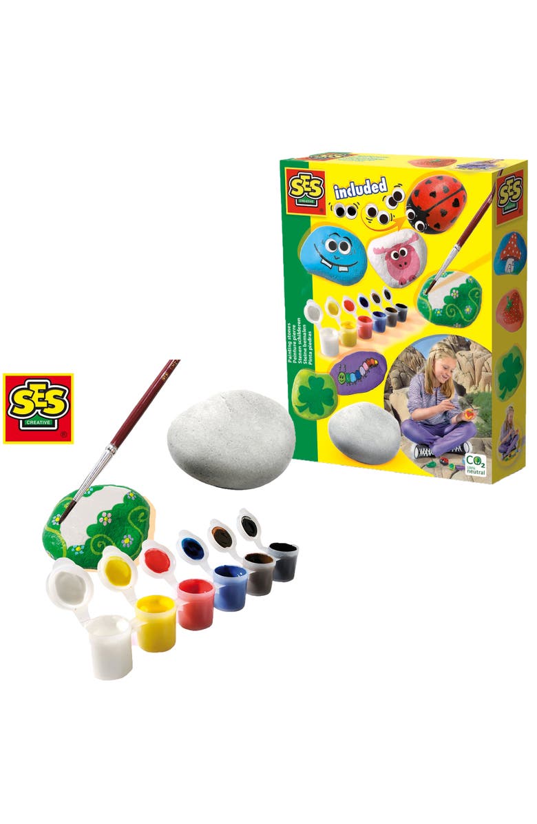SES Creative Painting Stones Kit Diy Rock Painting, Ages 5+, Alternate, color, Multicolored
