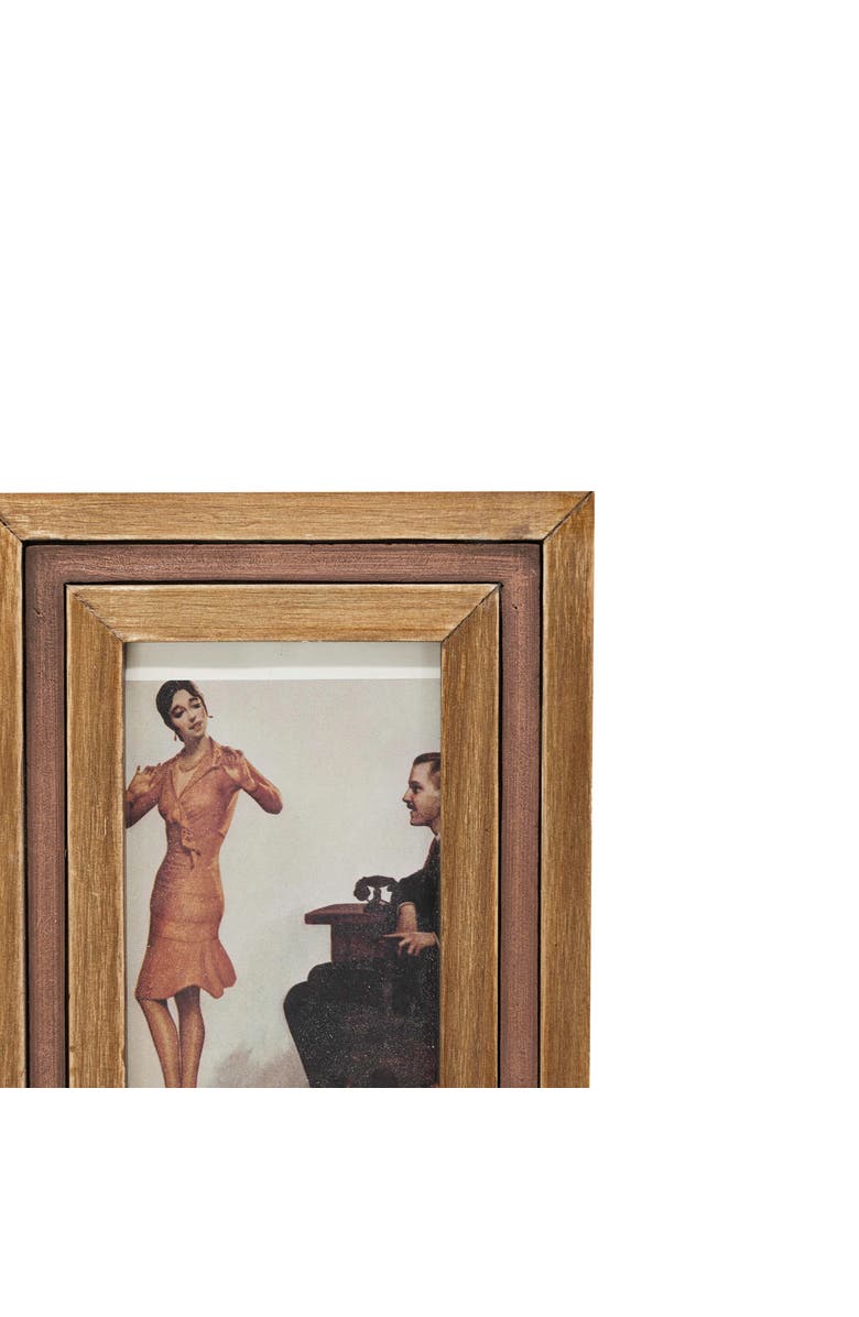 Foreside Home and Garden 4x6 Rust Picture Frame Natural Wood MDF Metal & Glass, Alternate, color, Brown