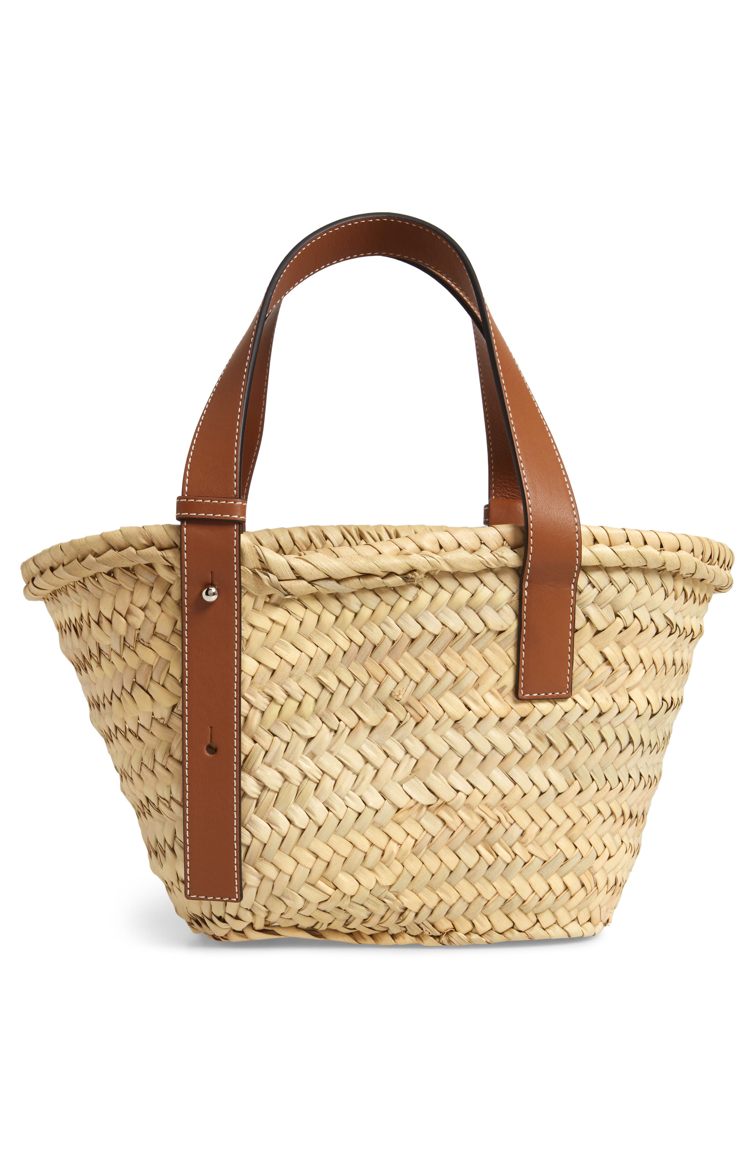 Loewe Small Logo Straw Tote, Alternate, color, 