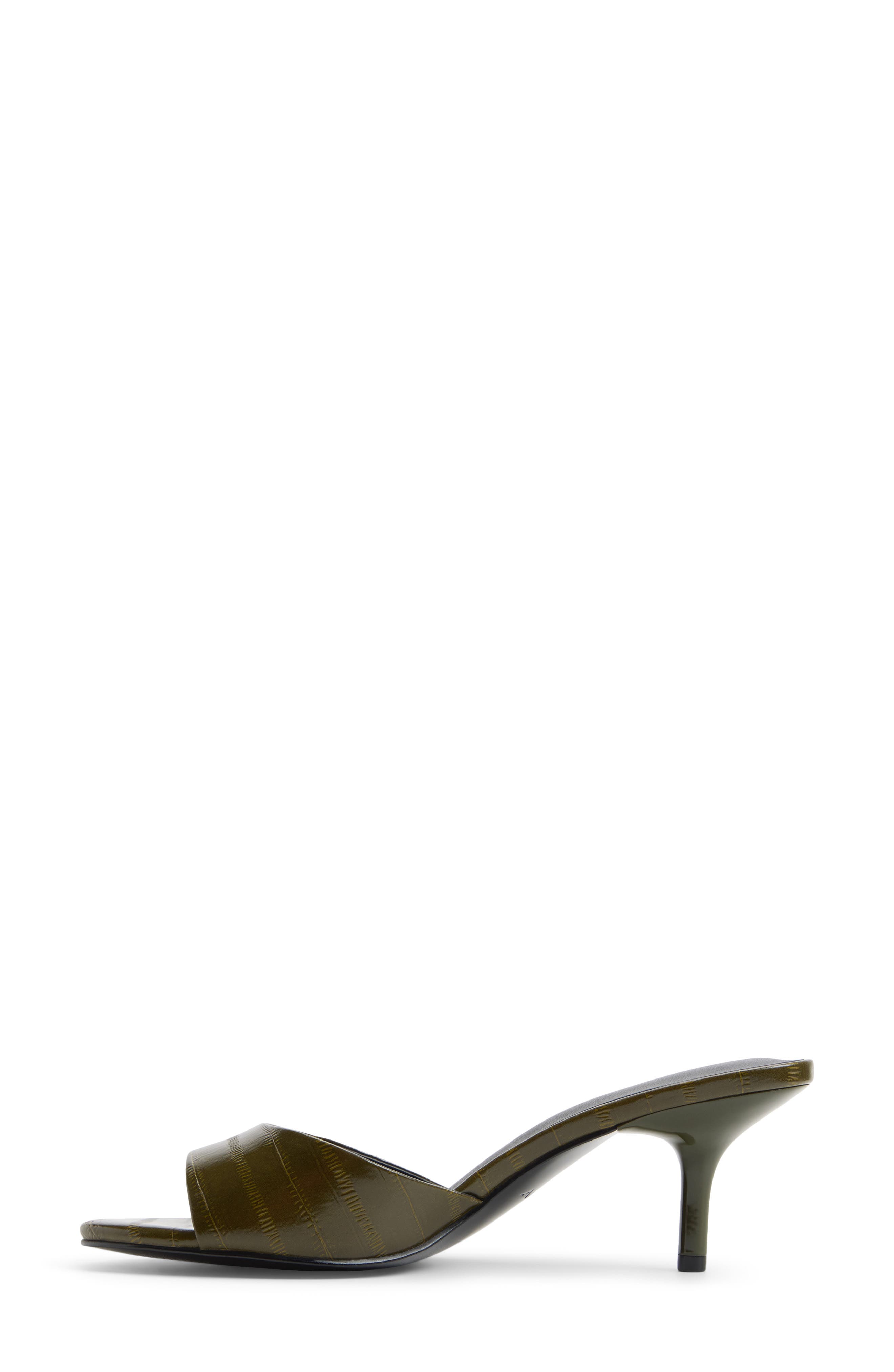 Marryam Faux Leather Kitten Heel Slide Sandal, Alternate, color, KHAKI EMBOSSED