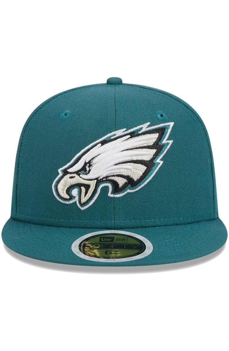 New Era Youth New Era Midnight Green Philadelphia Eagles Main 59FIFTY Fitted Hat, Alternate, color, Green