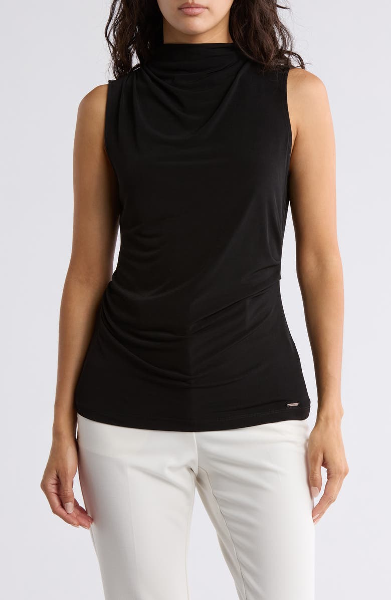 Calvin Klein Mock Neck Sleeveless Drape Top, Main, color,