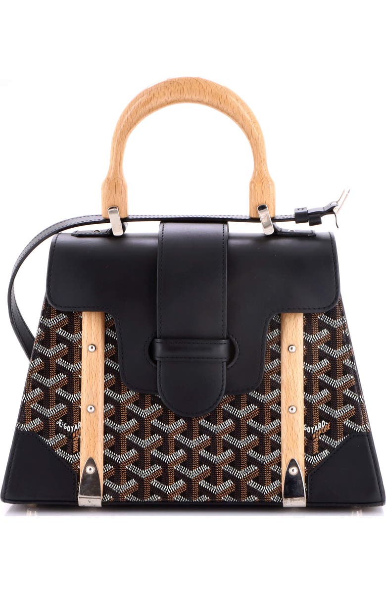 Pre-Owned Goyard Saigon Top Handle Bag Coated Canvas with Leather PM, Main, color, Black