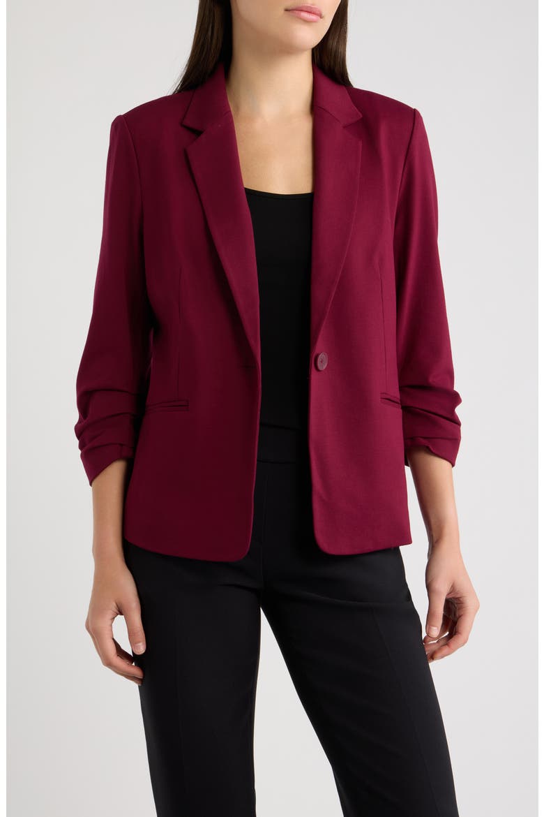 One Button Jacket with Scrunch Sleeves, Main, color, CHIANTI