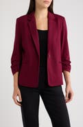 AK ANNE KLEIN One Button Jacket with Scrunch Sleeves