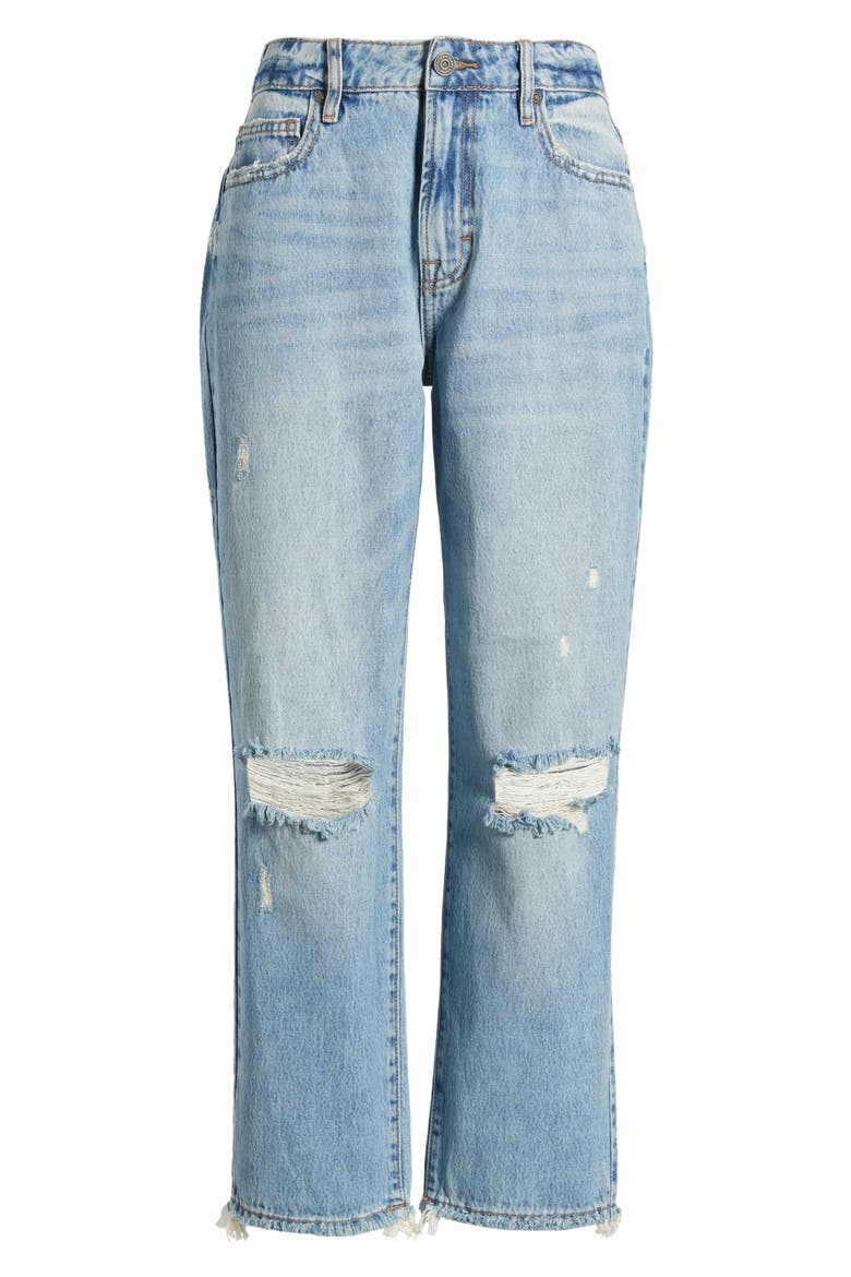 Classic Summer Distressed Straight Leg Jeans, Alternate, color, MED WASH