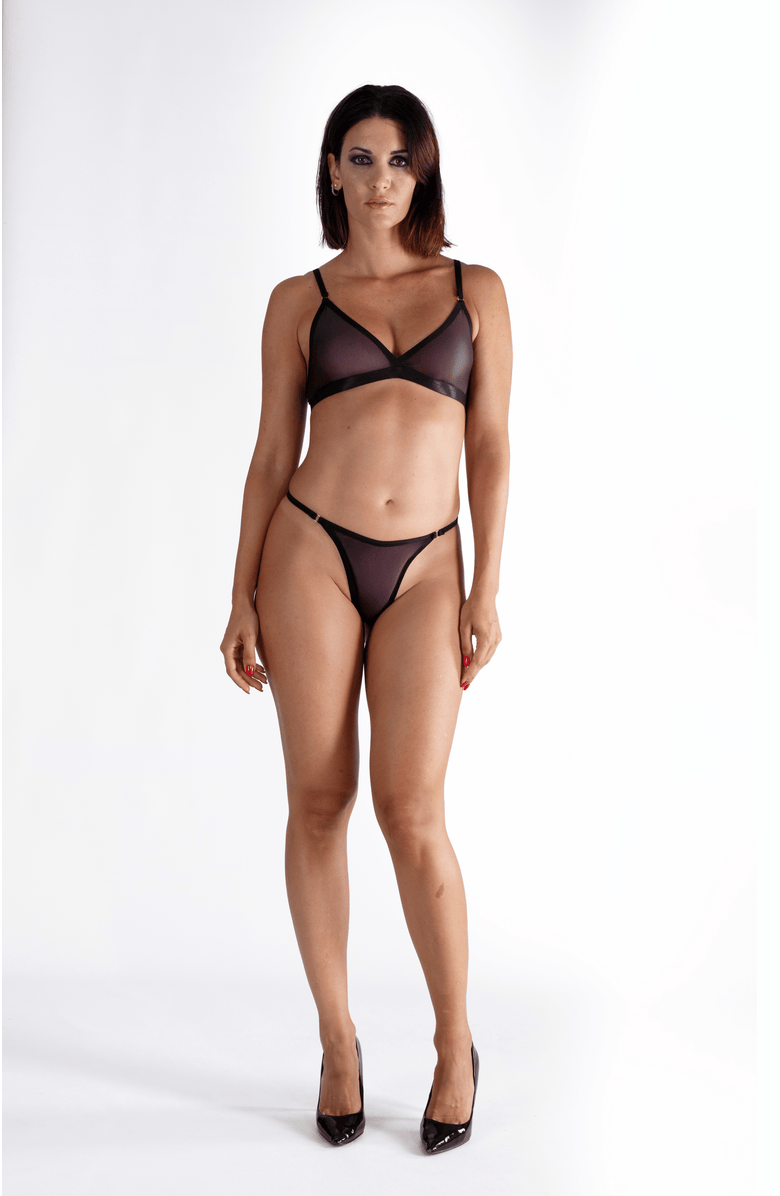 LECHERY<sup>®</sup> Lustrous Sheer Triangle Bralette, Alternate, color, Black