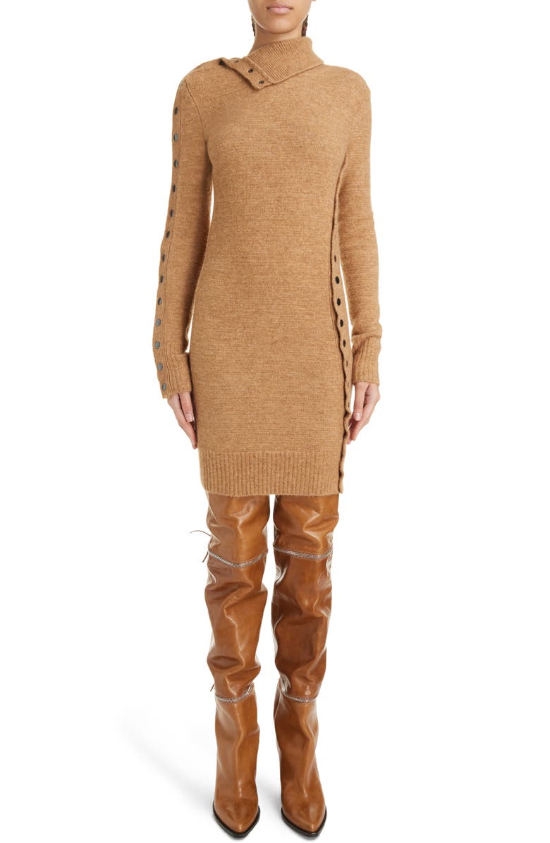 Isabel Marant Marina Snap Detail Long Sleeve Sweater Dress, Main, color, 