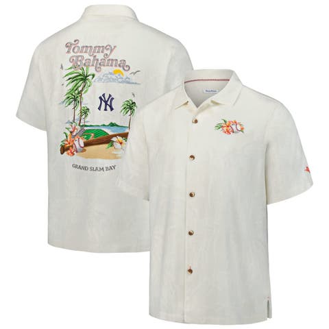 Men's Tommy Bahama  White New York Yankees Grand Slam Bay Camp Button-Up Shirt