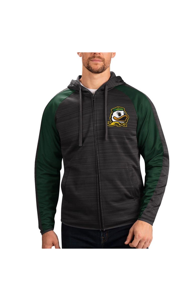 G-III SPORTS BY CARL BANKS Men's G-III Sports by Carl Banks Black Oregon Ducks Neutral Zone Raglan Full-Zip Track Jacket Hoodie, Main, color,