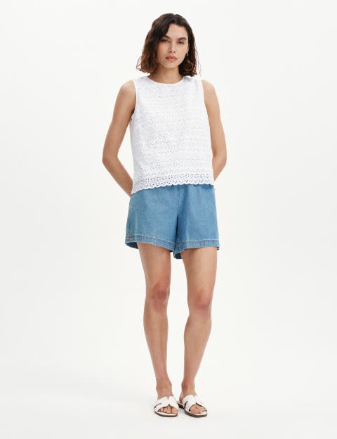 Gloria Cotton Broderie Sleeveless Top