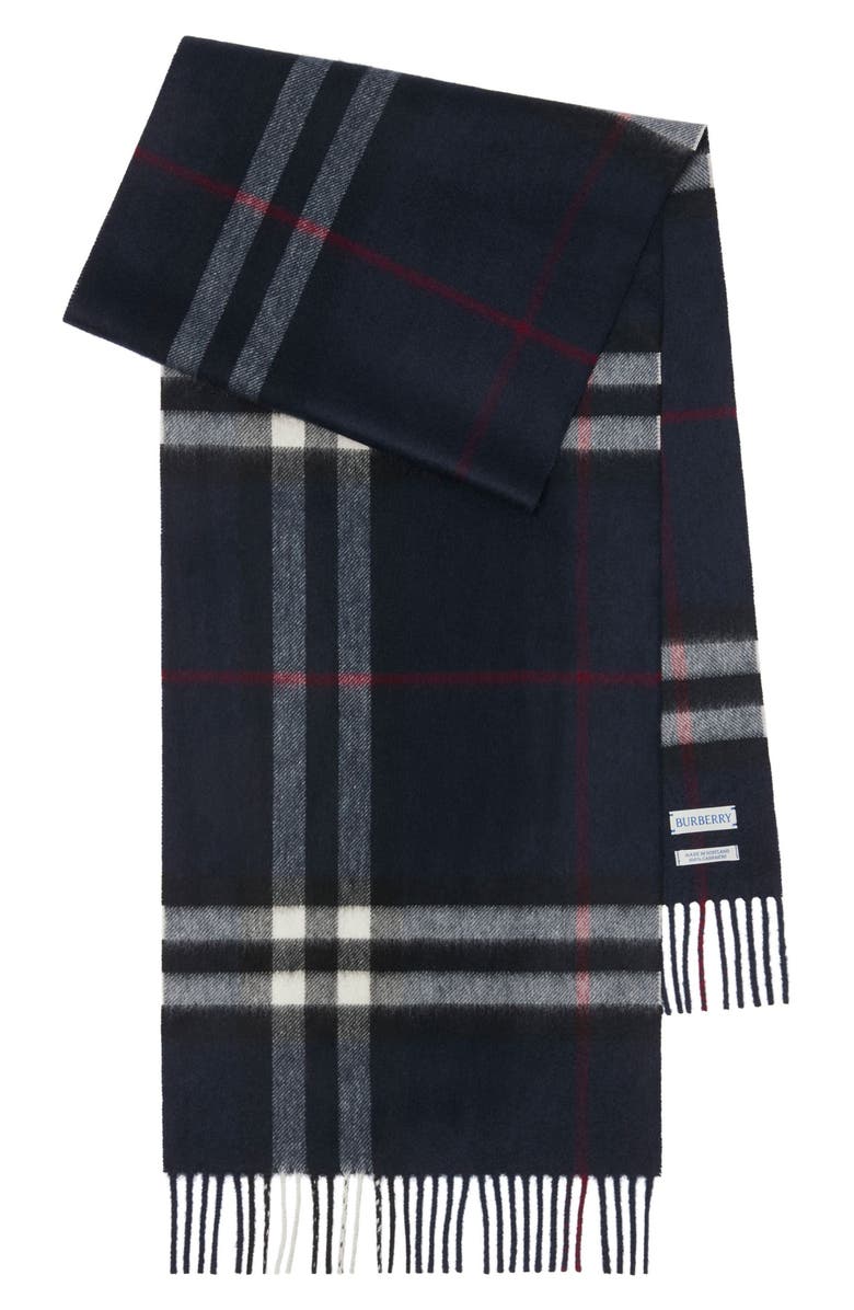 Burberry Giant Check Cashmere Scarf, Main, color, Ink