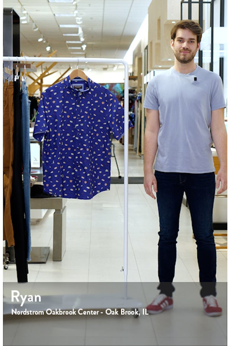 Sushi Print Short Sleeve Cotton Button-Down Shirt video