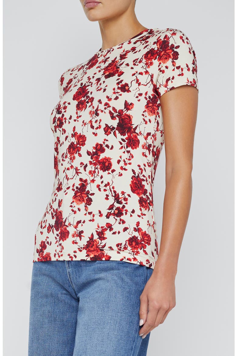 Ikebana Floral Print Top, Alternate, color, IVORY/ RED IKEBANA