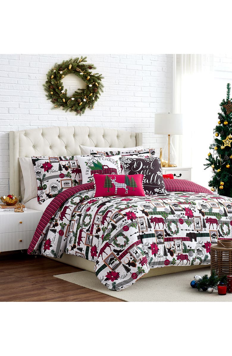 SOUTHSHORE FINE LINENS Holiday Merry Town Comforter Set, Alternate, color, Merry Town Christmas