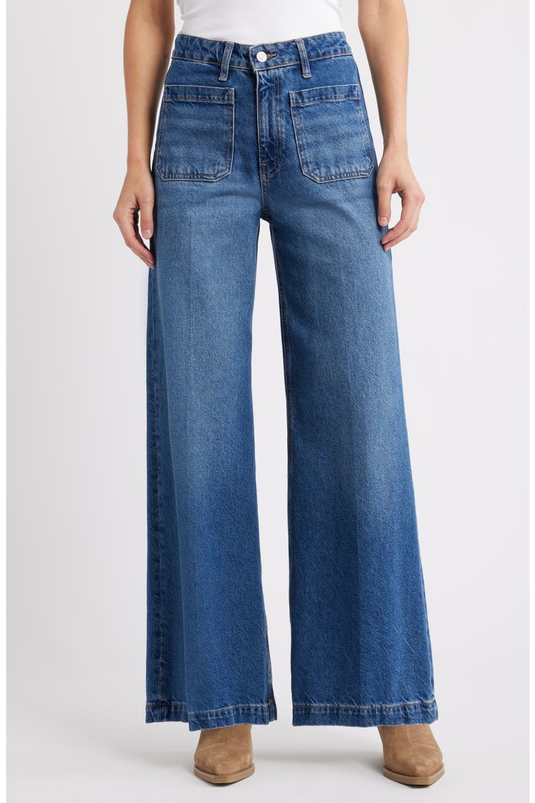 Christine Patch Pocket Wide Leg Jeans, Main, color, DARK BRUSHED CLASSIC
