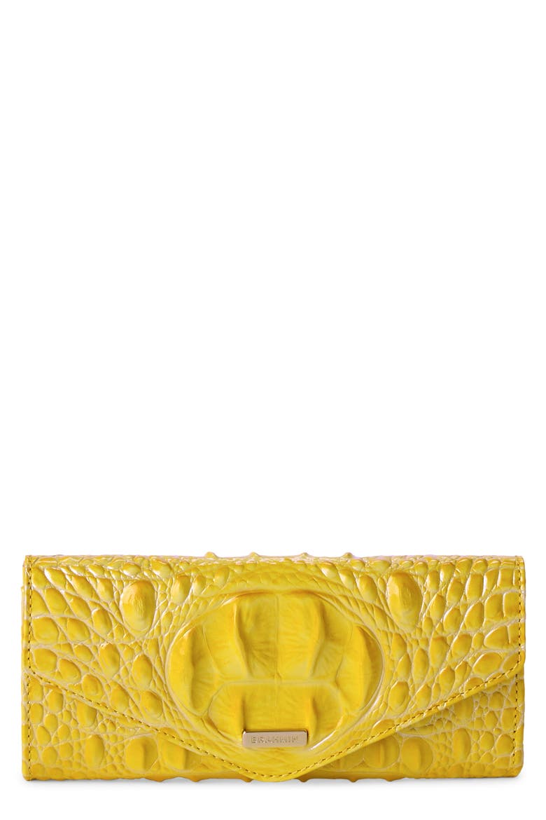Veronica Croc Embossed Leather Wallet, Main, color, VIVID YELLOW