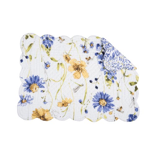 C & F Home C&f Home Lovely Blues Scalloped Quilted Placemats Set Of 6 Floral Design, 13" X 19" In Multi