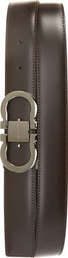 FERRAGAMO Double Gancio Calfskin Leather Belt