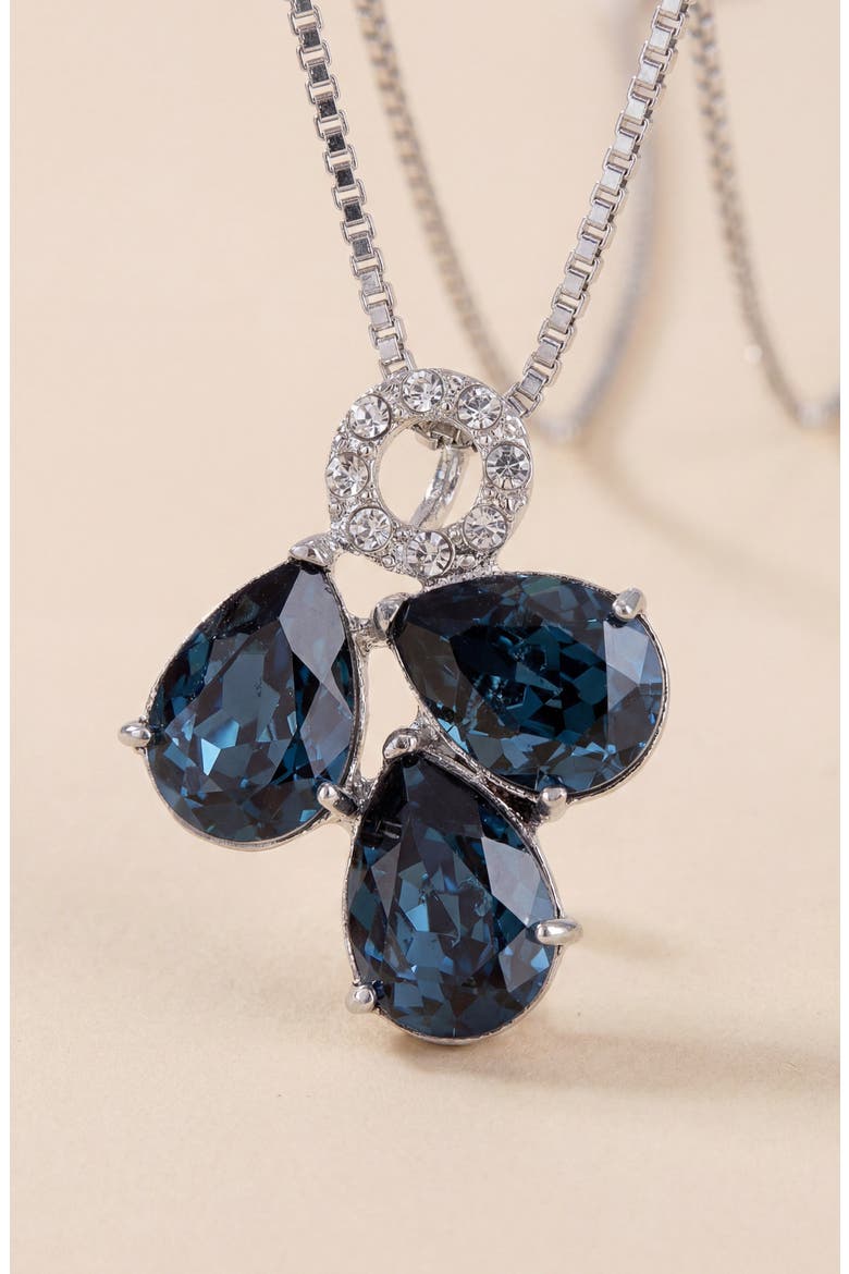 Teardrop Trio Cluster Pendant Necklace, Alternate, color, Sapphire