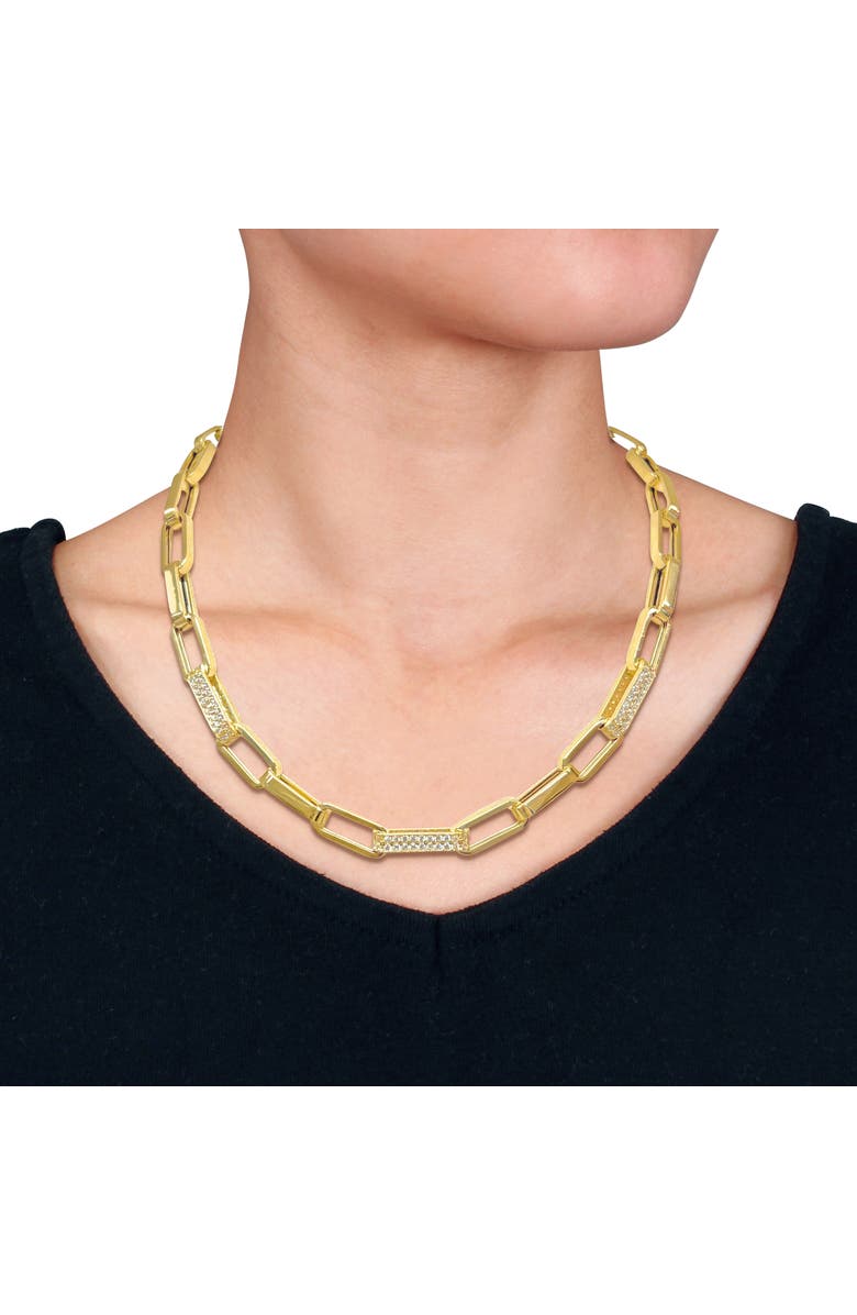 Julianna B. Cubic Zirconia Paperclip Link Necklace 14k, Alternate, color, 14K Yellow Gold