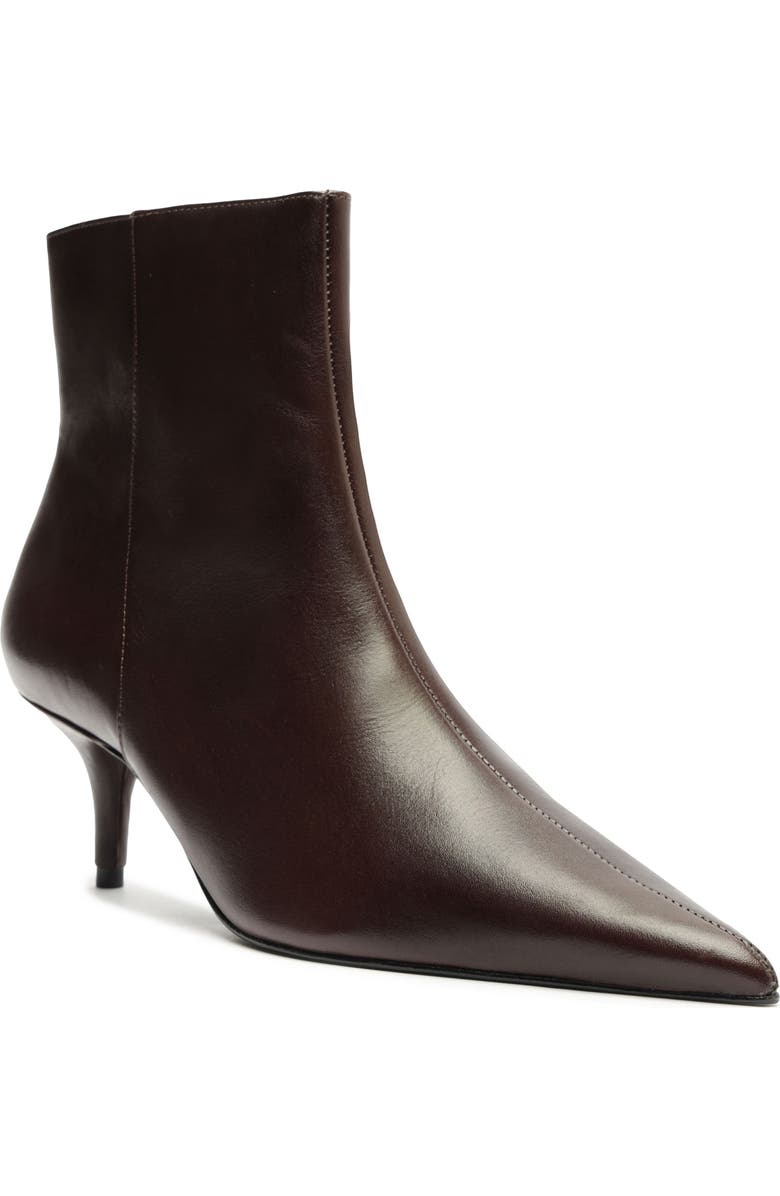 Schutz Mikki Pointed Toe Low Heel Bootie, Main, color, Brown
