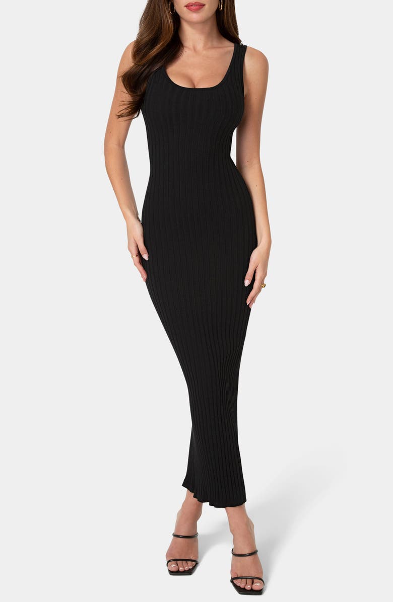 bebe Sleeveless Ribbed Maxi Dress, Main, color, 
