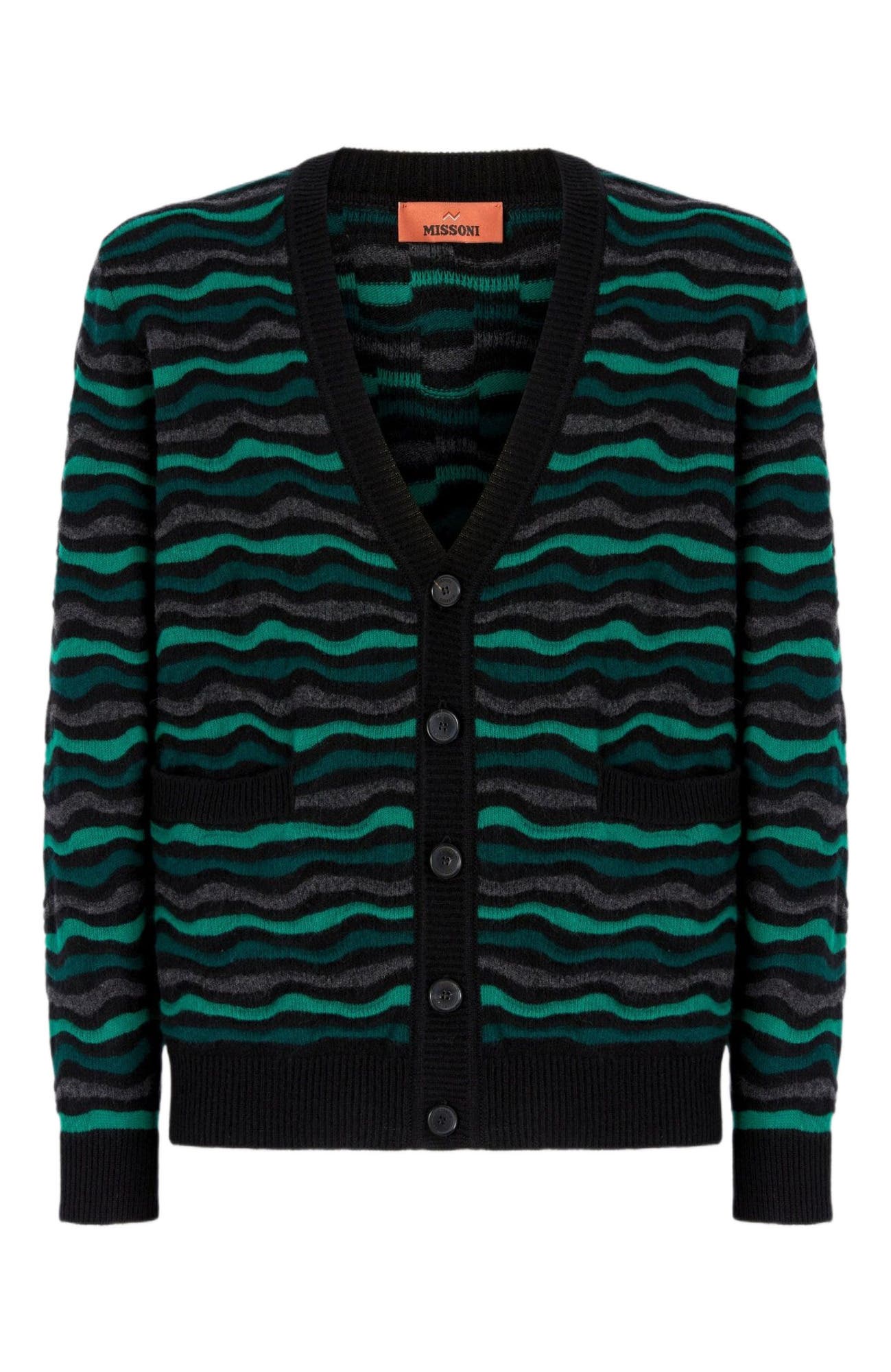 Cardigan In Pure Wool With Wave Stitch - image 2