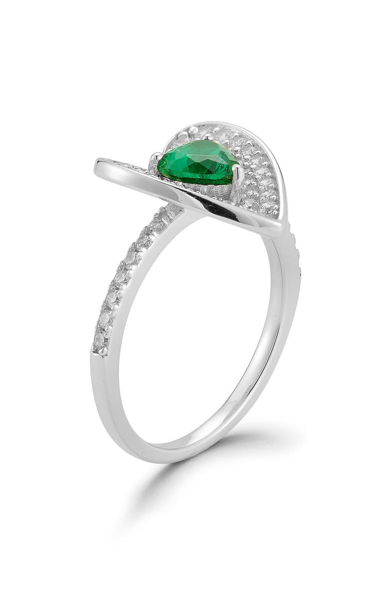 SPHERA MILANO CZ Pavé Double Heart Ring, Alternate, color, Silver