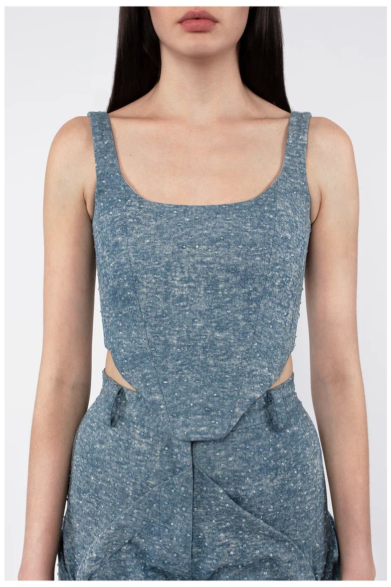 Hilary Denim Corset, Main, color, Denim