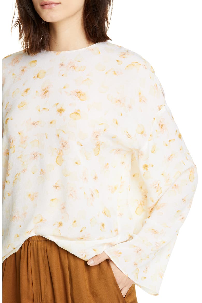 Pressed Petal Long Sleeve Blouse, Alternate, color, OFF WHITE