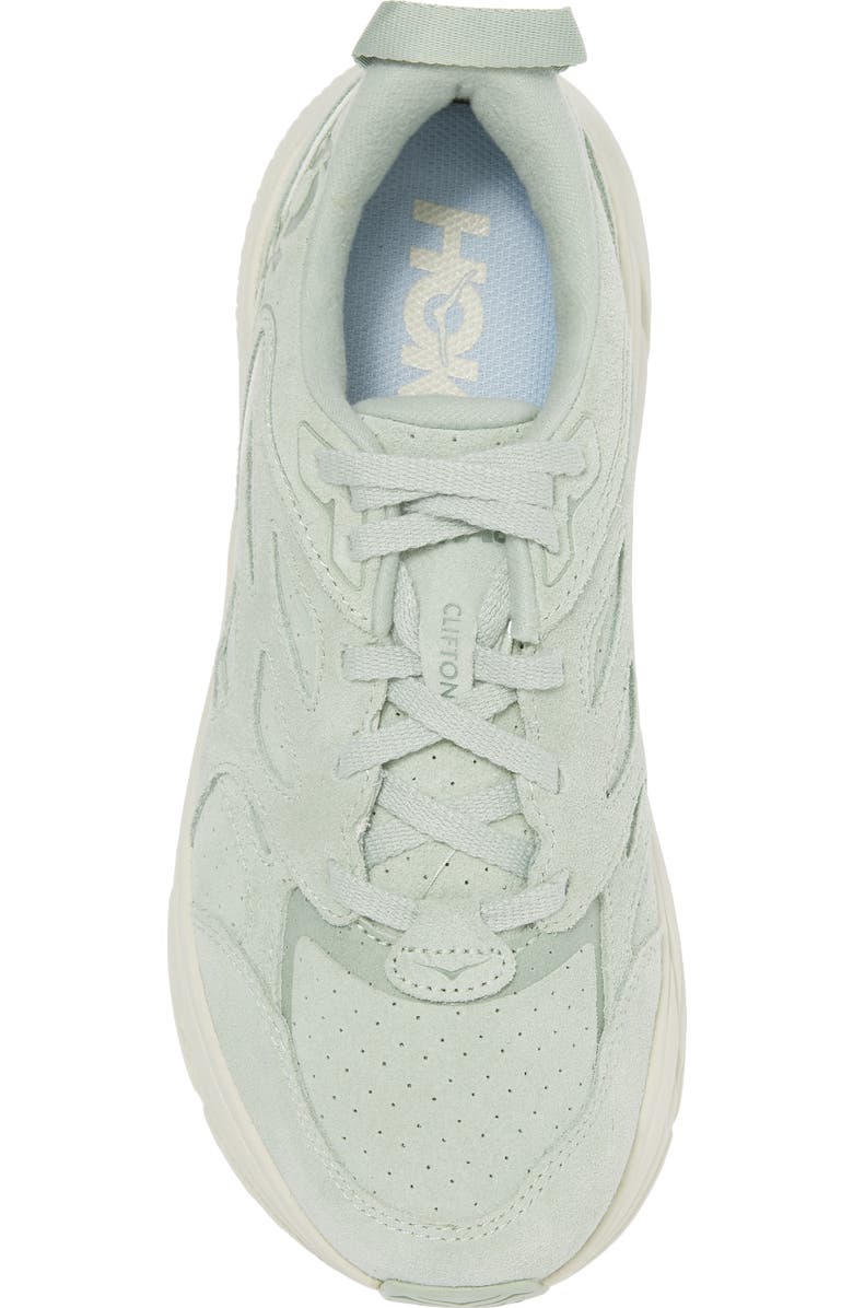 HOKA Clifton L Suede Sneaker, Alternate, color, Smoke Green / Celadon Tint