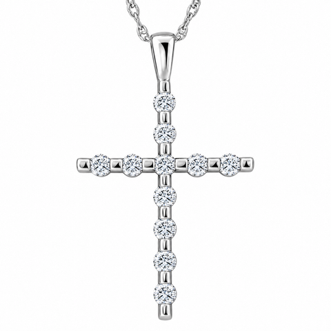 1/5ct Diamond Cross Pendant 10k Gold 18" 10k Gold Necklace