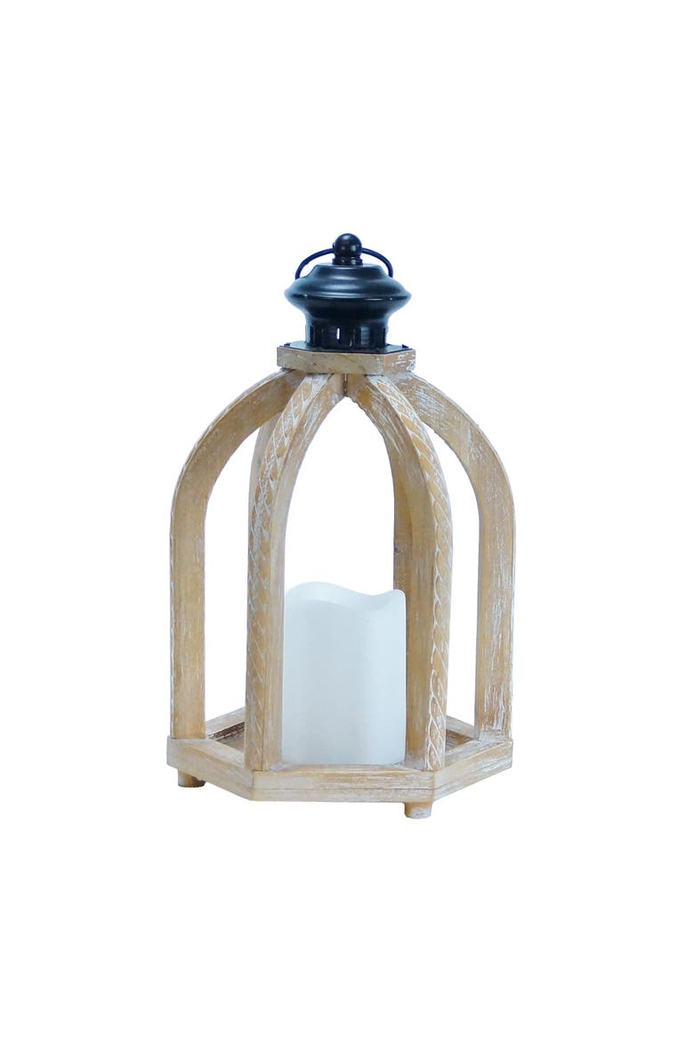 Lantern with LED Candle, Main, color, Brown