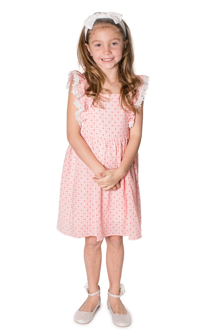 Kids' Lace Trim Pinafore Dress, Main, color, RASPBERRY